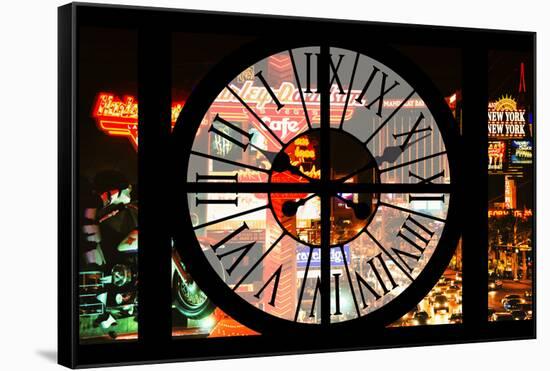 Giant Clock Window - View of the Las Vegas Strip-Philippe Hugonnard-Framed Stretched Canvas