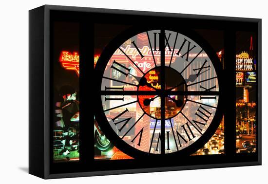 Giant Clock Window - View of the Las Vegas Strip-Philippe Hugonnard-Framed Stretched Canvas