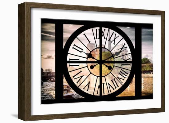 Giant Clock Window - View of the Notre Dame Cathedral in Paris-Philippe Hugonnard-Framed Photographic Print