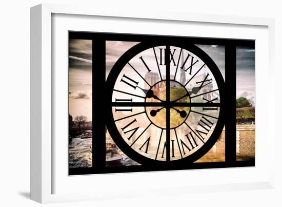 Giant Clock Window - View of the Notre Dame Cathedral in Paris-Philippe Hugonnard-Framed Photographic Print