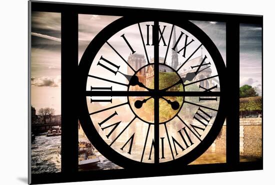 Giant Clock Window - View of the Notre Dame Cathedral in Paris-Philippe Hugonnard-Mounted Photographic Print