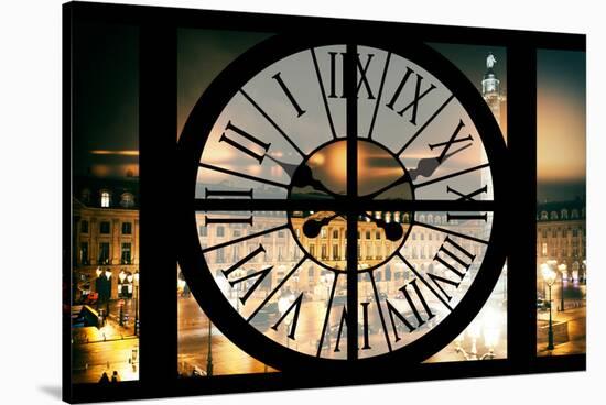 Giant Clock Window - View of the Paris Vendome in Paris-Philippe Hugonnard-Stretched Canvas