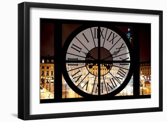 Giant Clock Window - View of the Place Vendome at Night - Paris III-Philippe Hugonnard-Framed Photographic Print