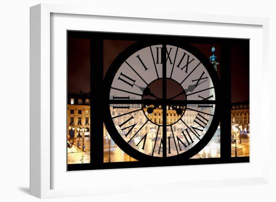 Giant Clock Window - View of the Place Vendome at Night - Paris III-Philippe Hugonnard-Framed Photographic Print