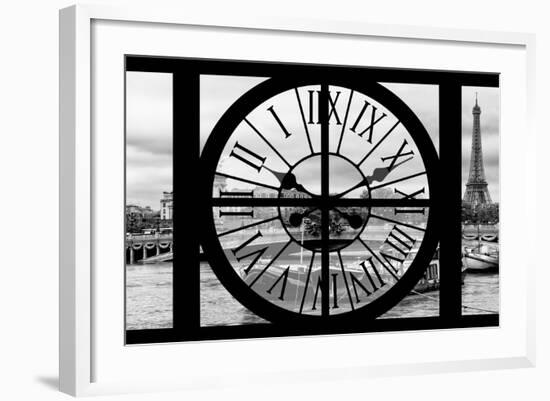 Giant Clock Window - View of the Pont Alexandre III and Eiffel Tower in Paris-Philippe Hugonnard-Framed Photographic Print