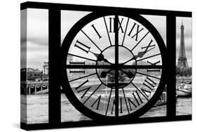 Giant Clock Window - View of the Pont Alexandre III and Eiffel Tower in Paris-Philippe Hugonnard-Stretched Canvas