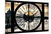 Giant Clock Window - View of the River Seine and the Eiffel Tower at Sunrise in Paris-Philippe Hugonnard-Mounted Photographic Print