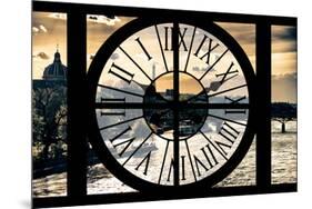 Giant Clock Window - View of the River Seine and the Eiffel Tower at Sunrise in Paris-Philippe Hugonnard-Mounted Photographic Print