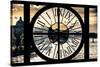 Giant Clock Window - View of the River Seine and the Eiffel Tower at Sunrise in Paris-Philippe Hugonnard-Stretched Canvas