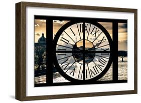 Giant Clock Window - View of the River Seine and the Eiffel Tower at Sunrise in Paris-Philippe Hugonnard-Framed Photographic Print