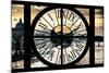 Giant Clock Window - View of the River Seine and the Eiffel Tower at Sunrise in Paris-Philippe Hugonnard-Mounted Photographic Print