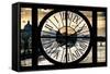 Giant Clock Window - View of the River Seine and the Eiffel Tower at Sunrise in Paris-Philippe Hugonnard-Framed Stretched Canvas