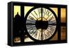 Giant Clock Window - View of the River Seine with Eiffel Tower at Sunset - Paris III-Philippe Hugonnard-Framed Stretched Canvas