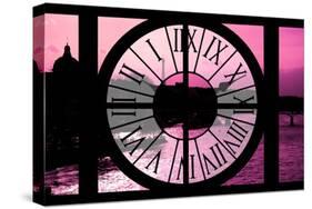 Giant Clock Window - View of the River Seine with Eiffel Tower at Sunset - Paris IV-Philippe Hugonnard-Stretched Canvas