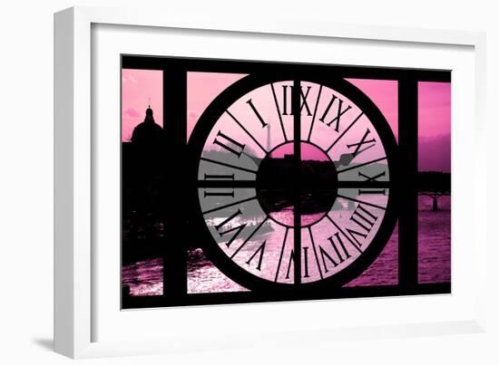 Giant Clock Window - View of the River Seine with Eiffel Tower at Sunset - Paris IV-Philippe Hugonnard-Framed Photographic Print