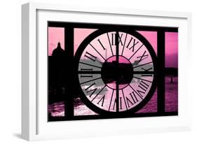 Giant Clock Window - View of the River Seine with Eiffel Tower at Sunset - Paris IV-Philippe Hugonnard-Framed Photographic Print