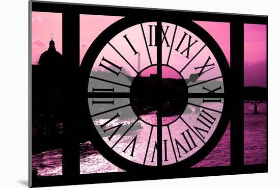 Giant Clock Window - View of the River Seine with Eiffel Tower at Sunset - Paris IV-Philippe Hugonnard-Mounted Photographic Print