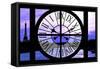 Giant Clock Window - View of the River Seine with Eiffel Tower at Sunset - Paris IX-Philippe Hugonnard-Framed Stretched Canvas