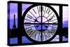 Giant Clock Window - View of the River Seine with Eiffel Tower at Sunset - Paris IX-Philippe Hugonnard-Stretched Canvas