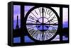 Giant Clock Window - View of the River Seine with Eiffel Tower at Sunset - Paris IX-Philippe Hugonnard-Framed Stretched Canvas