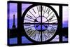 Giant Clock Window - View of the River Seine with Eiffel Tower at Sunset - Paris IX-Philippe Hugonnard-Stretched Canvas