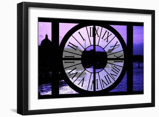 Giant Clock Window - View of the River Seine with Eiffel Tower at Sunset - Paris V-Philippe Hugonnard-Framed Photographic Print