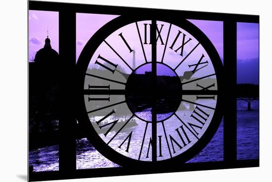 Giant Clock Window - View of the River Seine with Eiffel Tower at Sunset - Paris V-Philippe Hugonnard-Mounted Premium Photographic Print