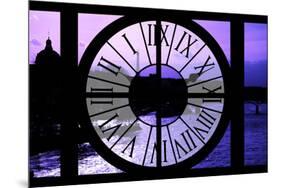 Giant Clock Window - View of the River Seine with Eiffel Tower at Sunset - Paris V-Philippe Hugonnard-Mounted Premium Photographic Print