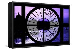 Giant Clock Window - View of the River Seine with Eiffel Tower at Sunset - Paris V-Philippe Hugonnard-Framed Stretched Canvas