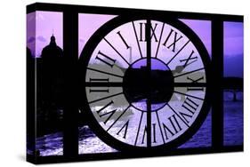 Giant Clock Window - View of the River Seine with Eiffel Tower at Sunset - Paris V-Philippe Hugonnard-Stretched Canvas