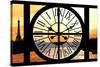 Giant Clock Window - View of the River Seine with Eiffel Tower at Sunset - Paris VI-Philippe Hugonnard-Stretched Canvas