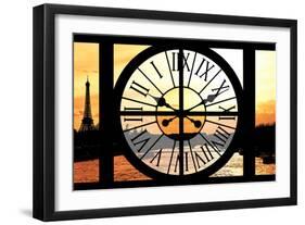 Giant Clock Window - View of the River Seine with Eiffel Tower at Sunset - Paris VI-Philippe Hugonnard-Framed Photographic Print