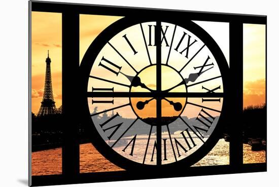 Giant Clock Window - View of the River Seine with Eiffel Tower at Sunset - Paris VI-Philippe Hugonnard-Mounted Photographic Print