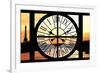 Giant Clock Window - View of the River Seine with Eiffel Tower at Sunset - Paris VI-Philippe Hugonnard-Framed Photographic Print