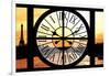 Giant Clock Window - View of the River Seine with Eiffel Tower at Sunset - Paris VI-Philippe Hugonnard-Framed Photographic Print