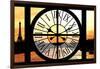 Giant Clock Window - View of the River Seine with Eiffel Tower at Sunset - Paris VI-Philippe Hugonnard-Framed Photographic Print