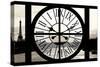 Giant Clock Window - View of the River Seine with Eiffel Tower at Sunset - Paris VII-Philippe Hugonnard-Stretched Canvas