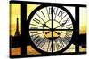 Giant Clock Window - View of the River Seine with Eiffel Tower at Sunset - Paris VIII-Philippe Hugonnard-Stretched Canvas