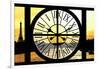 Giant Clock Window - View of the River Seine with Eiffel Tower at Sunset - Paris VIII-Philippe Hugonnard-Framed Photographic Print