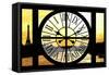 Giant Clock Window - View of the River Seine with Eiffel Tower at Sunset - Paris VIII-Philippe Hugonnard-Framed Stretched Canvas