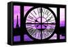 Giant Clock Window - View of the River Seine with Eiffel Tower at Sunset - Paris X-Philippe Hugonnard-Framed Stretched Canvas