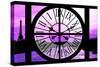 Giant Clock Window - View of the River Seine with Eiffel Tower at Sunset - Paris X-Philippe Hugonnard-Stretched Canvas