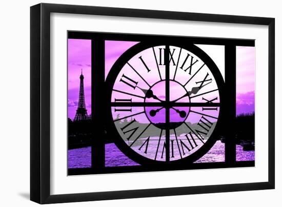 Giant Clock Window - View of the River Seine with Eiffel Tower at Sunset - Paris X-Philippe Hugonnard-Framed Photographic Print