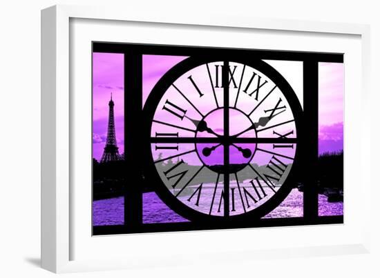 Giant Clock Window - View of the River Seine with Eiffel Tower at Sunset - Paris X-Philippe Hugonnard-Framed Photographic Print