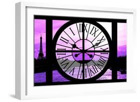 Giant Clock Window - View of the River Seine with Eiffel Tower at Sunset - Paris X-Philippe Hugonnard-Framed Photographic Print