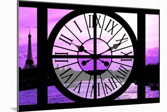 Giant Clock Window - View of the River Seine with Eiffel Tower at Sunset - Paris X-Philippe Hugonnard-Mounted Photographic Print