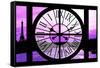 Giant Clock Window - View of the River Seine with Eiffel Tower at Sunset - Paris X-Philippe Hugonnard-Framed Stretched Canvas