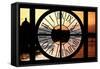 Giant Clock Window - View of the River Seine with Eiffel Tower at Sunset - Paris-Philippe Hugonnard-Framed Stretched Canvas