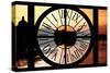 Giant Clock Window - View of the River Seine with Eiffel Tower at Sunset - Paris-Philippe Hugonnard-Stretched Canvas