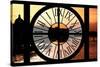 Giant Clock Window - View of the River Seine with Eiffel Tower at Sunset - Paris-Philippe Hugonnard-Stretched Canvas